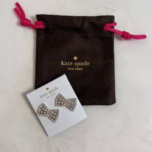 Kate Spade Sparkling Bow Earrings, Silver, NWT